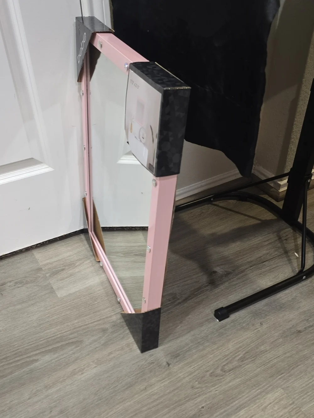 Bebe Crystal Embellished Decorative Wall Frame Mirror- Pink